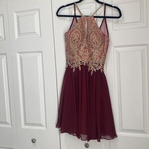 Short maroon gold design top, halter top, only worn once